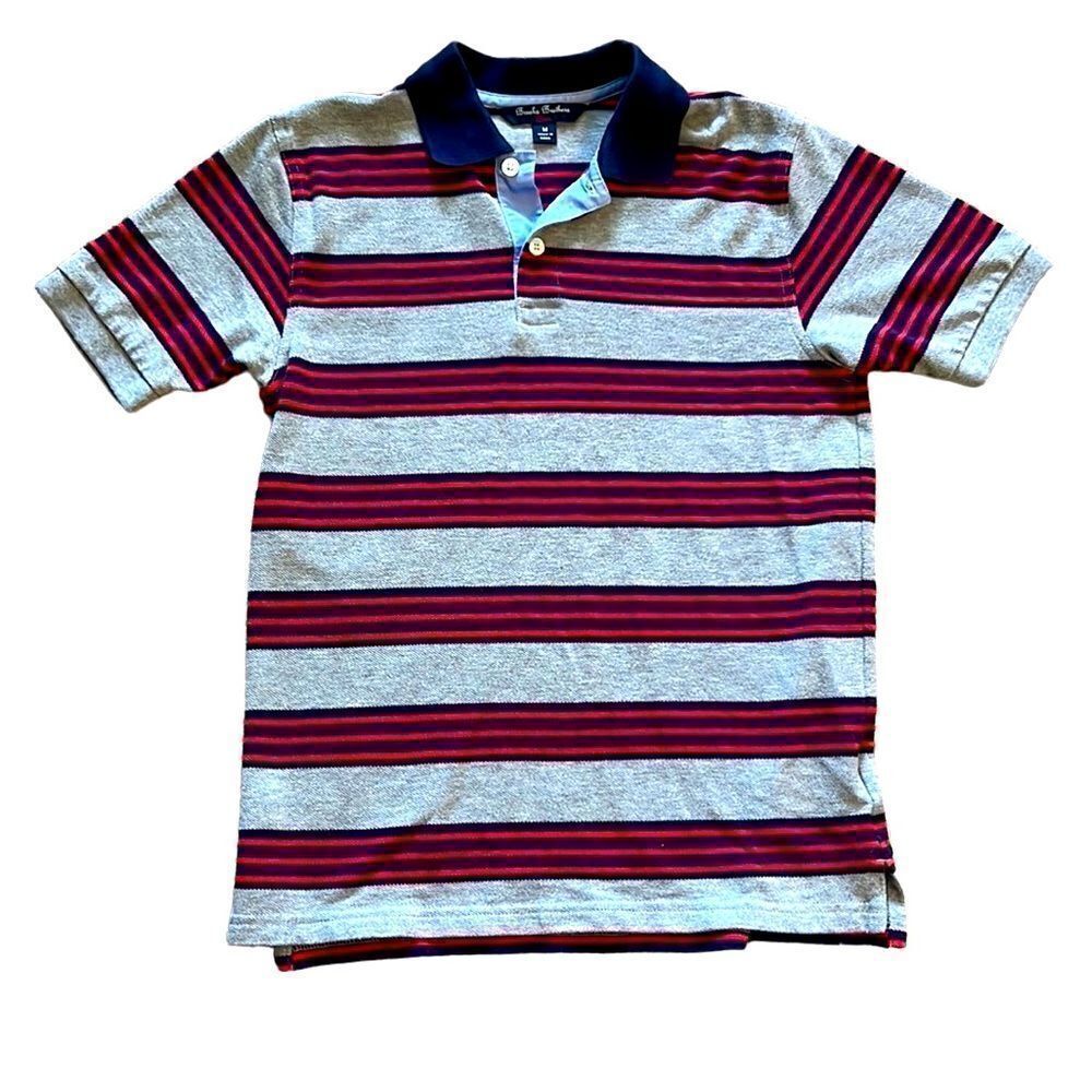 Brooks Brothers Boys M Red Navy Grey Polo Shirt